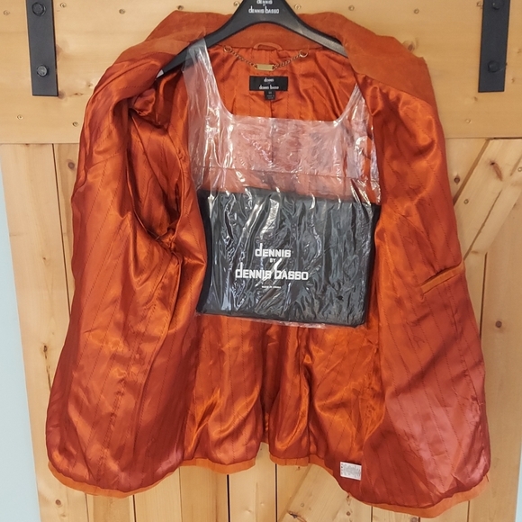 Dennis Basso Orange Suede Leather Jacket Motorcycle Style Women’s Size XXXL 3X - Picture 10 of 11